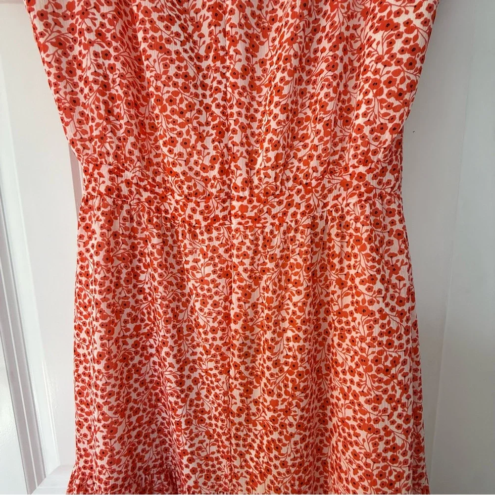 J.Crew Factory Tiered Floral Midi Dress Size 00 Coral Orange New With Tags - Picture 6 of 11
